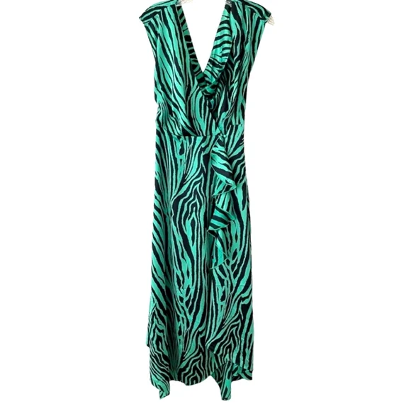green emerald velvet dress Warehouse Green Premium Ruffle Detail Maxi Dress